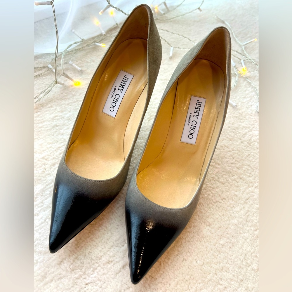 BNWT Jimmy Choo Grey Black Ombré Suede High Heels Shoes